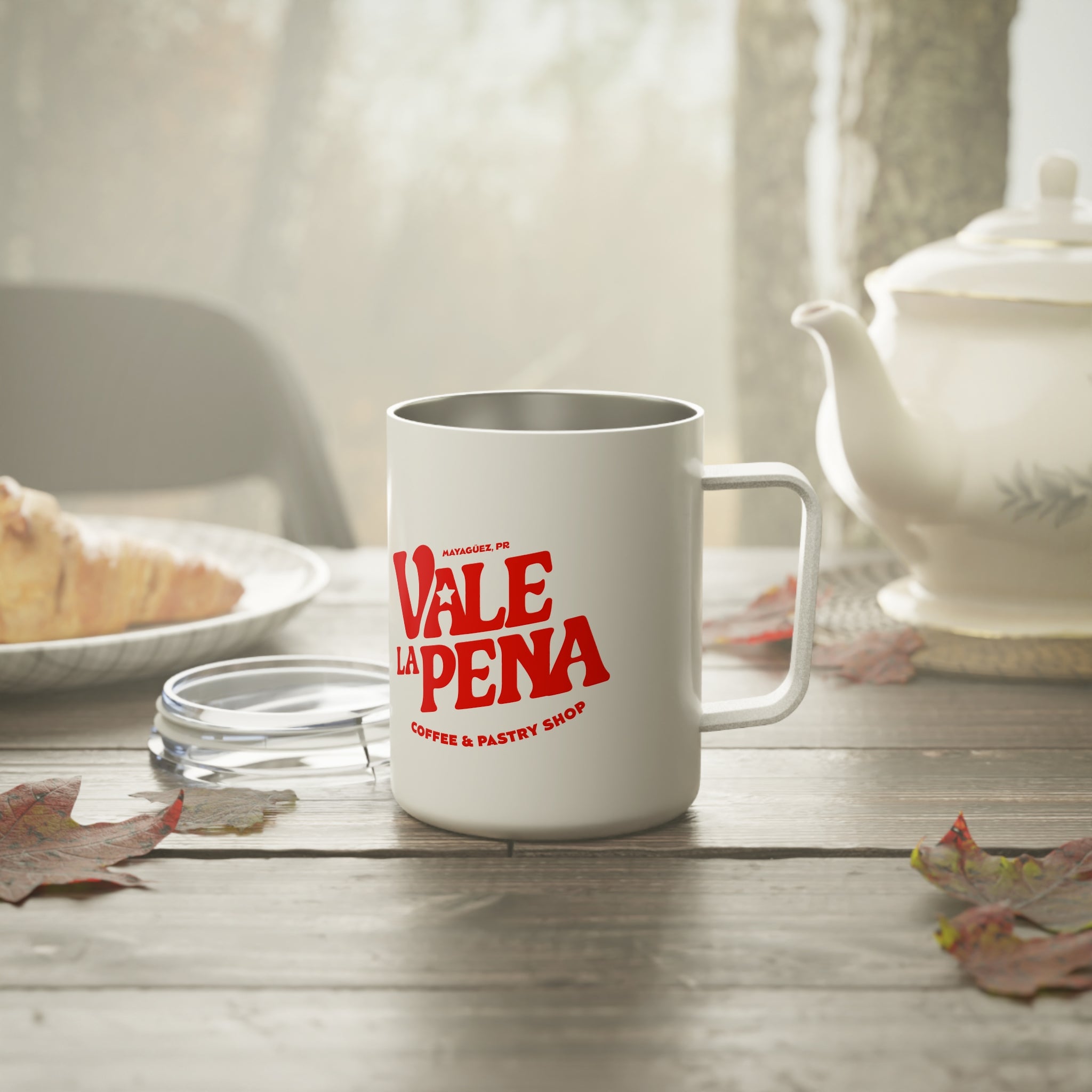 Insulated Coffee Mug 10oz — Retro Red Mascot "Viva La Perk" Travel Tumbler