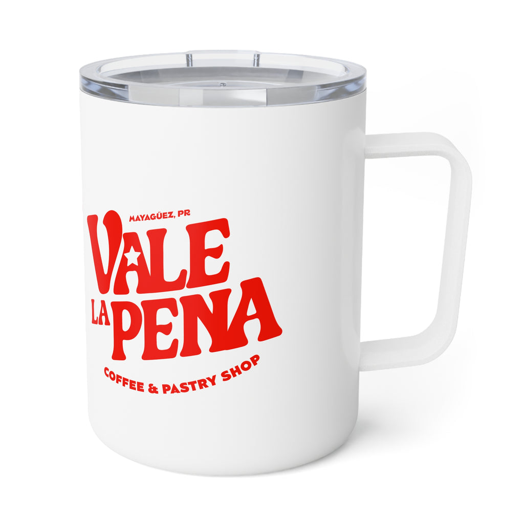 Insulated Coffee Mug 10oz — Retro Red Mascot "Viva La Perk" Travel Tumbler