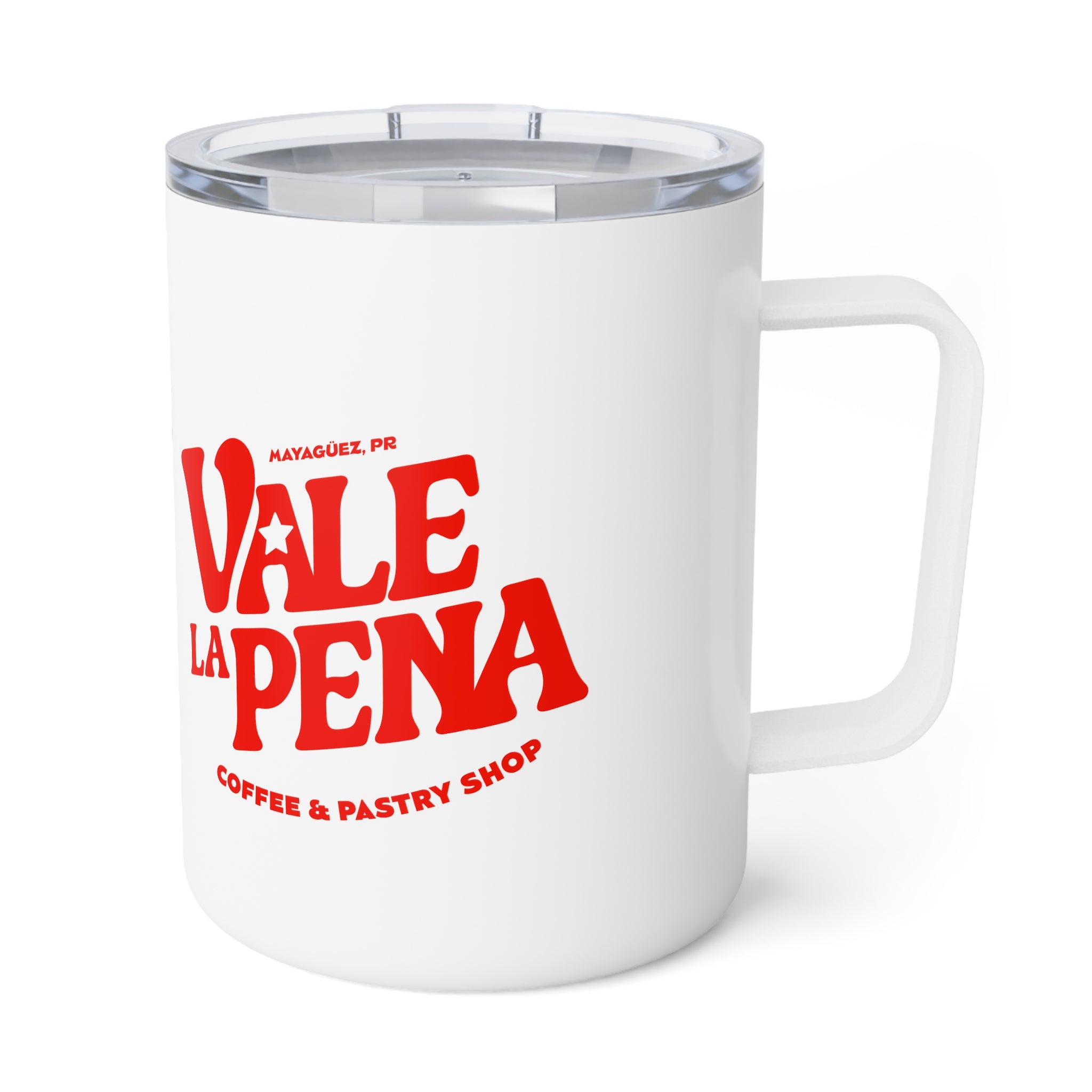 Insulated Coffee Mug 10oz — Retro Red Mascot "Viva La Perk" Travel Tumbler