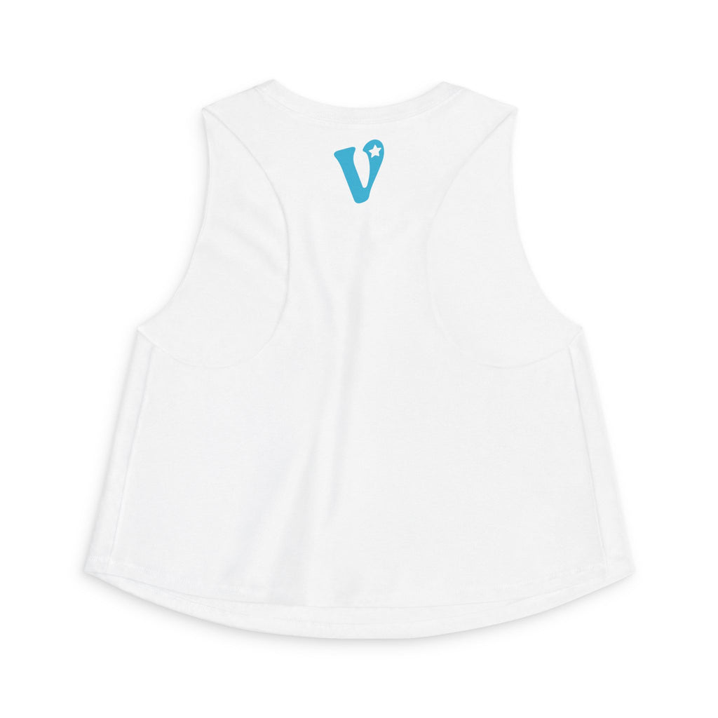 Crop Top — Blue 'V' Coffee & Rose Graphic
