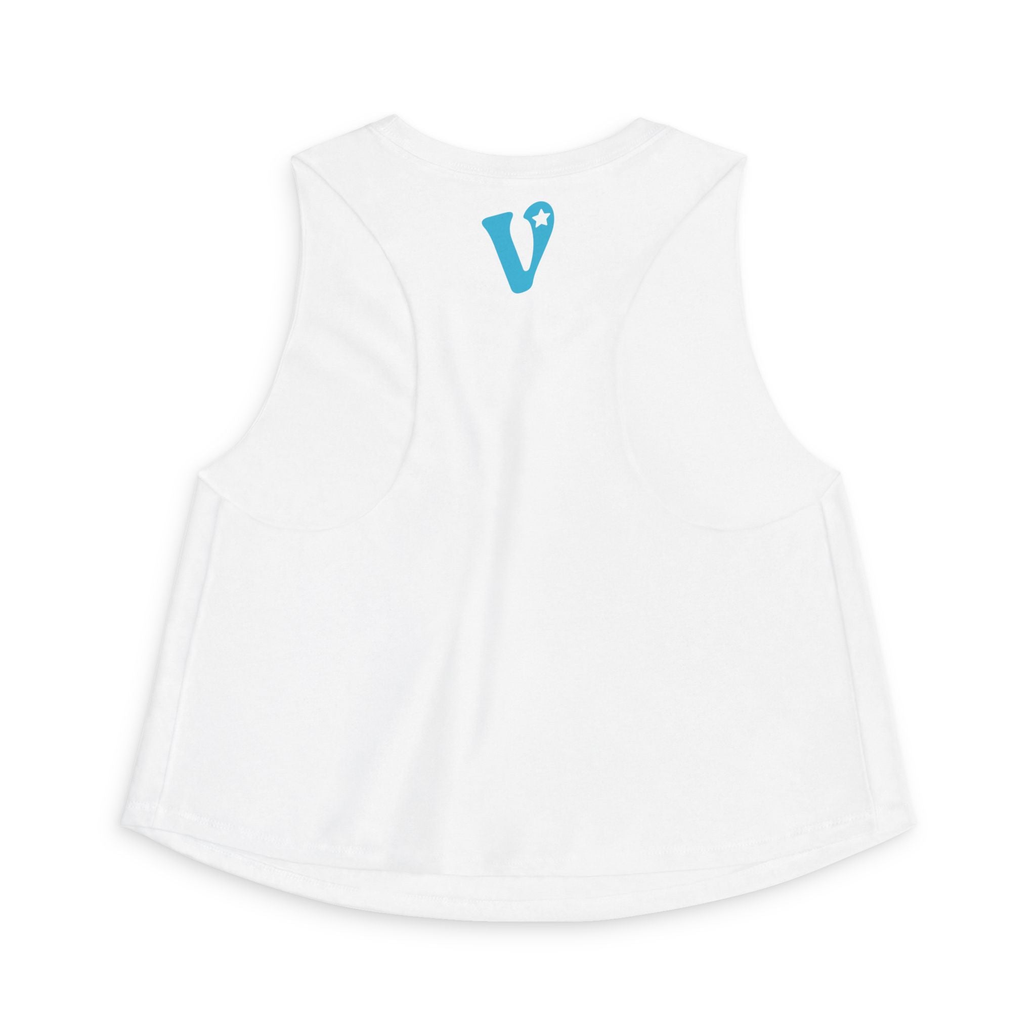 Crop Top — Blue 'V' Coffee & Rose Graphic