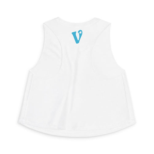 Crop Top — Blue 'V' Coffee & Rose Graphic