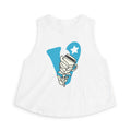 Crop Top — Blue 'V' Coffee & Rose Graphic